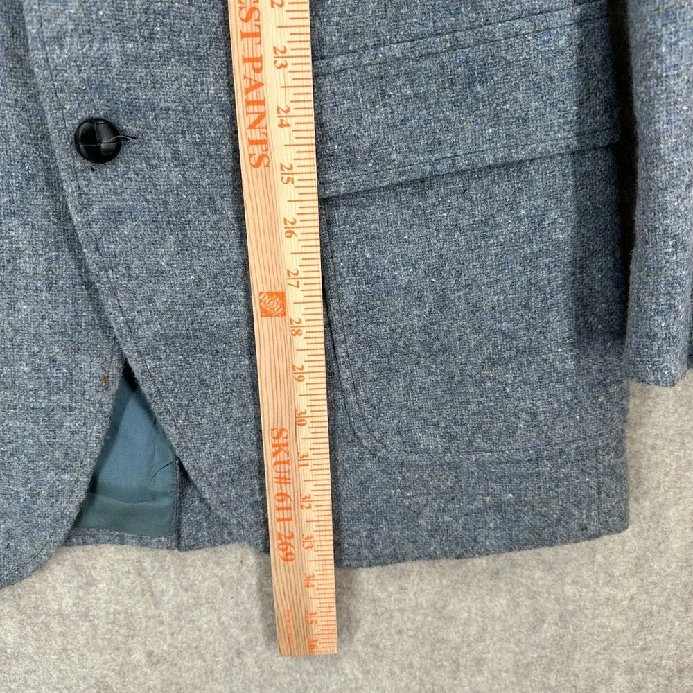 VTG Tweed Sport Coat Mens 42 L Grey/Blue Wool Blazer Elbow Patches‎ USA